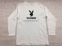 【送料無料】プレイボーイ PLAYBOY レナウン RENOWN製 薄手 ストリート ロンT 長袖Tシャツ カットソー メンズ 日本製 白_画像1