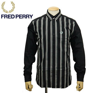 FRED PERRY (フレッドペリー) M4683 Stripe Panel Shirt ストライプ パネル シャツ 102 BLACK FP506 S