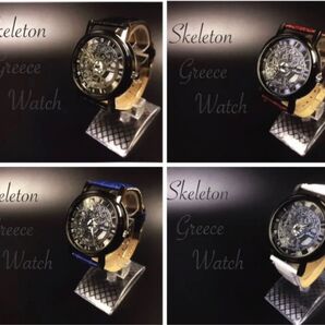 腕時計 時計 メンズ ステンレススチール 高品質 レザー 革 ベルト アナログ クォーツ ビジネス ウォッチ ギリシャ文字 時計