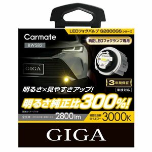 カーメイト GIGA LEDフォグバルブ S2800GS 3000K 2800lm イエロー BW582