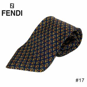 ■送料無料【FENDI フェンディ】ネクタイ イタリア製 シルク 高級ブランド メンズ 紺・赤系 #17