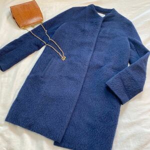  Calvin Klein CalvinKlein* no color coat navy blue navy blue blue wool alpaca size 4 y22111101