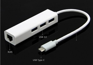 USB3.0 Type C to 3ポート ハブ付 イーサネット ギガビット 有線　LAN アダプタ/USB3.0 TYPE C to 3Port USB3.0 HUB＋RJ45