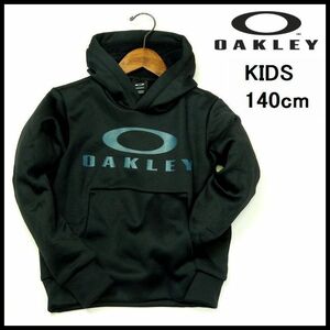 新品 1円～ 定価8,030円 オークリー パーカー フーディー キッズ140cm 黒 裏起毛 子供用 OAKLEY【9050】