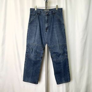 00s Levi's SILVERTAB デザイン アクション ニー デニム パンツ W33×L28 ホンコン製 ワーク シルバータブ リーバイス 80s 90s ビンテージ