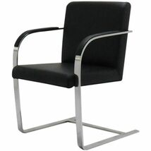 ブルーノチェア ミース・ファン・デル・ローエ　本革仕様 色ブラック　Brno Chair　ダイニングチェア カウンターチェア_画像1