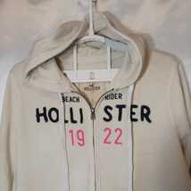 zcl-f11♪USA製古着HOLLISTER(ホリスター) 1922 刺繍ロゴパーカー　レディース Lサイズ　ミルクホワイト_画像2