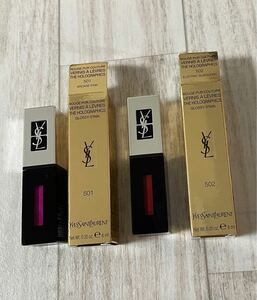 YSL イヴ・サンローラン ルージュ ピュールクチュール ヴェルニ ザ　ホログラフィックス　２本セット　501 502 口紅 