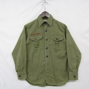 60s~ サイズ S~ BOY SCOUTS OF AMERICA BSA ボーイスカウト オフィシャル シャツ 長袖 マチ付 ワッペン 2ポケット 古着 ビンテージ 2N2757