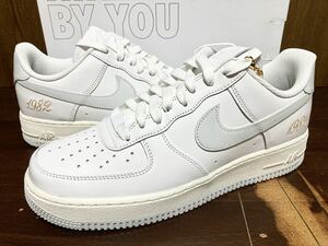 22年製 NIKE W AIR FORCE 1 BY YOU ANNIVERSARY 1982 刺繍 ナイキ エアフォース AF1【DO7417-991】スムース レザー LEATHER 白×灰 US10