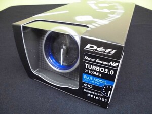 Defi　Racer Gauge デフィ レーサーゲージ　N2 52φ　（ブルー）ターボ計 （ブースト計)　MAX表示300KPA　 DF16101