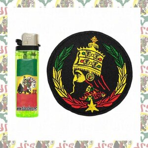 刺繍アイロンワッペン drspatch-a60 エチオピア ハイレセラシエ皇帝 ジャマイカ ラスタ ラスタカラー レゲエファッション ラスタファッショ