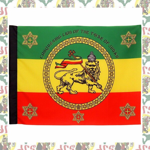 【drs】ラスタ旗 エチオピア 皇帝ハイレセラシエ一世 Imperial Standard 壁飾り レゲエ フラッグ ライオン ラスタ JAH ETHIOPIA MOA AMBESS