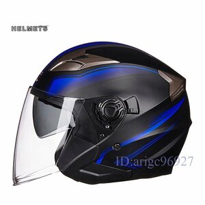 Y257☆新品夏用ヘルメット M -XLサイズ 多色 バイクヘルメット ジェット ダブルシールド付き