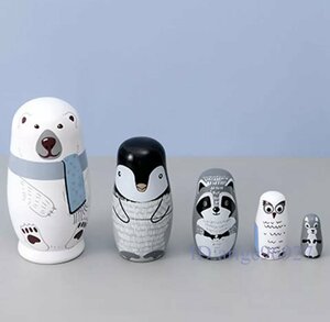X501☆新品手作り マトリョーシカ 装飾 小物 インテリア アンティーク おもちゃ ロシア 動物 アニマル 可愛い おもしろい