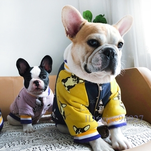 O729* new goods dog for blouson jacket XS~XXL for pets Western-style clothes f Rebel pattern French bru dog small size dog outer garment purple pink yellow black 