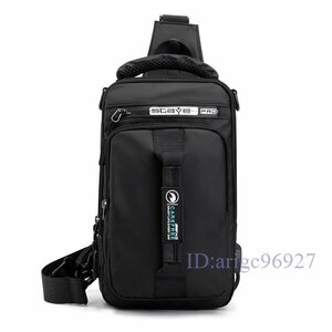 X576* new goods high capacity specification body bag men's USB cable one shoulder 3way black business rucksack messenger bag 