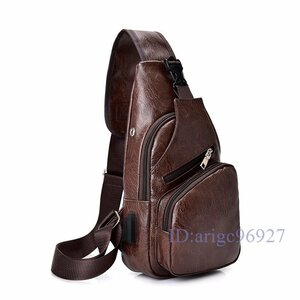 X954* new goods mobile charge messenger bag body bag men's one shoulder large body bag USB cable with pocket cable hole 