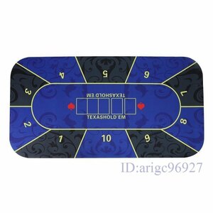 Y267☆新品収納袋付き ポーカーマット ラバーフォームカジノマット 120×60cm ブルー