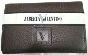 No3367　ALBERTA VALENTINO　名刺入れ/カードケース　茶色
