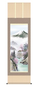 掛け軸 高精細巧芸画 純国産掛け軸 山水画 伊藤 渓山 「富士季景」 四季セット 尺五 オニックス風鎮 防虫香サービス