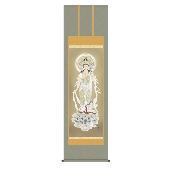 掛け軸 掛軸 仏画 阿部静雅・聖観音 アート・美術品・骨董品・民芸品 | freireoliveira.com.br