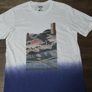 (ユニクロ) 歌川広重 六十余州名所図会 山城 あらし山 渡月橋 Tシャツ Hiroshige Famous Views of the Sixty-odd Provinces shirt