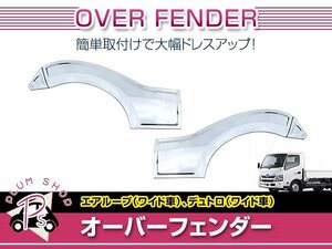 【大型商品】 エアループデュトロ / デュトロ / ダイナ ワイド H11.4～ メッキ フェンダー パネル 左右セット サイドランプなし車用