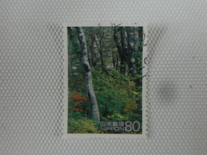 1994-1995 no. 1 next World Heritage series no. 4 compilation white god mountain ground 1995.11.21 beech . raw .80 jpy stamp single one-side used 