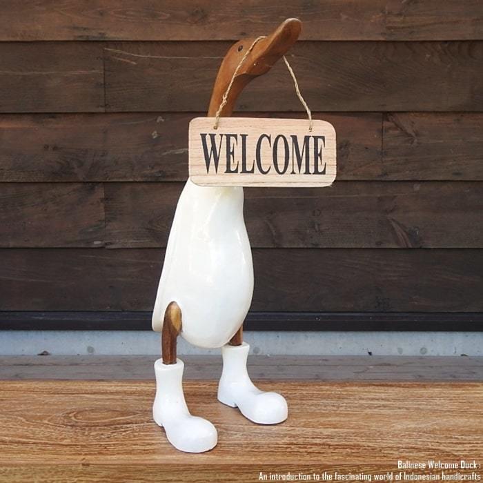 Tableau de bienvenue Canard Blanc L taille Poupée de bienvenue Canard Fait main Intérieur animal Figurine animal Objet en bois, Articles faits à la main, intérieur, marchandises diverses, ornement, objet