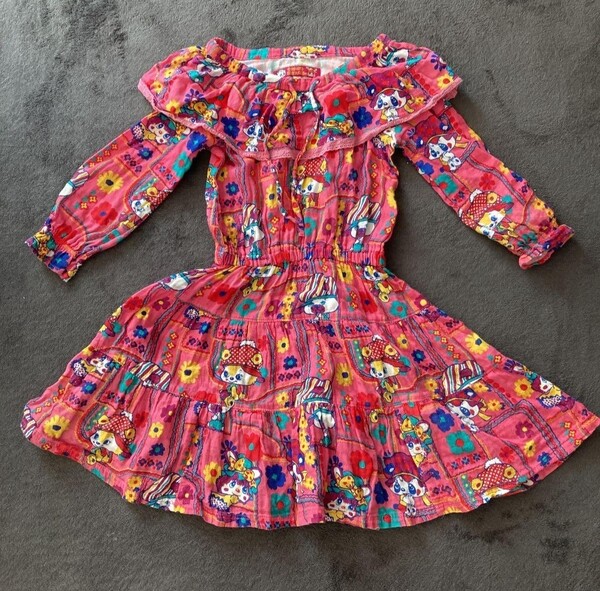 グラグラ ワンピース 4 サイズ 100 105 スカート キッズ 子供服 花柄ワンピース フリル ふりふり ふわふわ レース