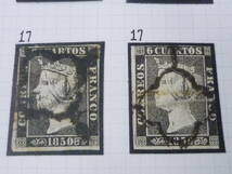 22L　A　№1　スペイン切手 クラシック　1850年　SC#1　イザベラ　プレート1　ポジション2-7・9-17・21-22　色違含　計29種　使用済_画像9