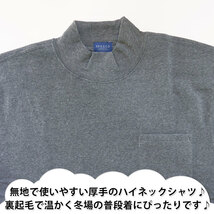 裏起毛 ハイネック シャツ メンズ 長袖 トレーナー ゴルフ 厚手 無地 Tシャツ 58000 Lサイズ DGY(ダークグレー)_画像2