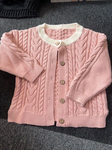 子供 ニット カーディガン くすみ ピンク 女の子 子供服 90