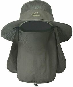  safari hat wide‐brimmed hat men's super light weight .. speed . mesh UV cut sunburn prevention 2way folding fishing mountain climbing outdoor [ green ]