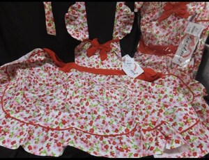 2684/ new goods free shipping 2 pieces set Kids * child mama Junior flower red floral print apron S&M frill . series ... sum total 3600 jpy 