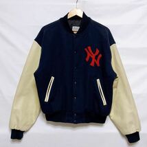 90s American Pastimes USA製 袖レザー スタジャン ヤンキース Yankees オールド ビンテージ_画像2