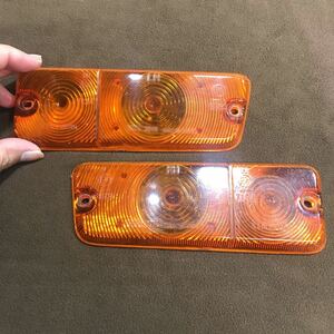 L110102 Daihatsu S60P Hijet turn signal lens left right set * old car Hijet front turn signal lens *IKI 3078 postage 250 jpy 