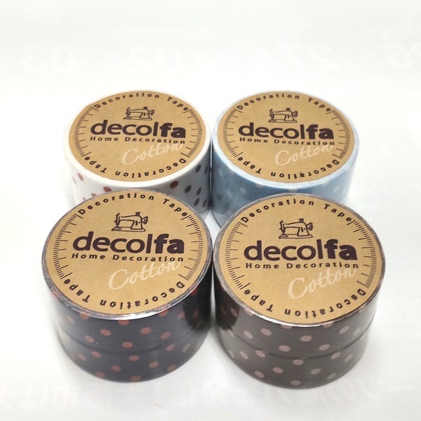 【送料込】コットン生地のデコレーションテープ「decolfa（デコルファ）デコレーションテープ・ドット」×4種