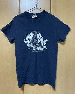 【送料無料】メンズ半袖Tシャツ Hispano Mexicana Express Arte 2009 記念Tシャツ 丸襟★レアTシャツ ネイビーブルー Mサイズ★中古品