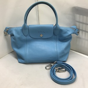 LONG CHAMP 2WAYショルダーバッグ レザー ライトブルー系[jgg]