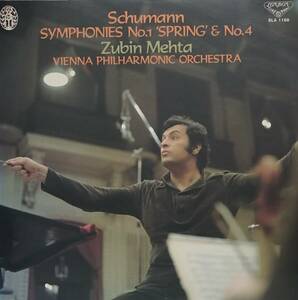 LP盤 ズービン・メータ/Wiener Phil 　Schumann 交響曲1&4番 OP38「春」&120