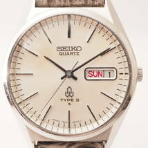 セイコー クォーツ タイプ 2 7546-8000 SEIKO QUARTZ TYPE II デイデイト SS シルバー文字盤 革ベルト メンズ腕時計[816290]AT6_画像1