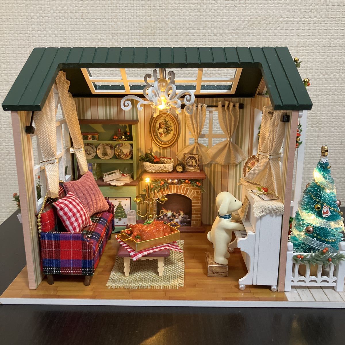 本物品質の 木製 ドールハウス ハンドメイド 背景ボード 幅46 組立済