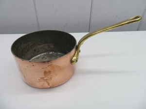 E1281◆銅製◆深型片手鍋 φ21×H12cm 栃木 宇都宮 中古 業務用 厨房機器