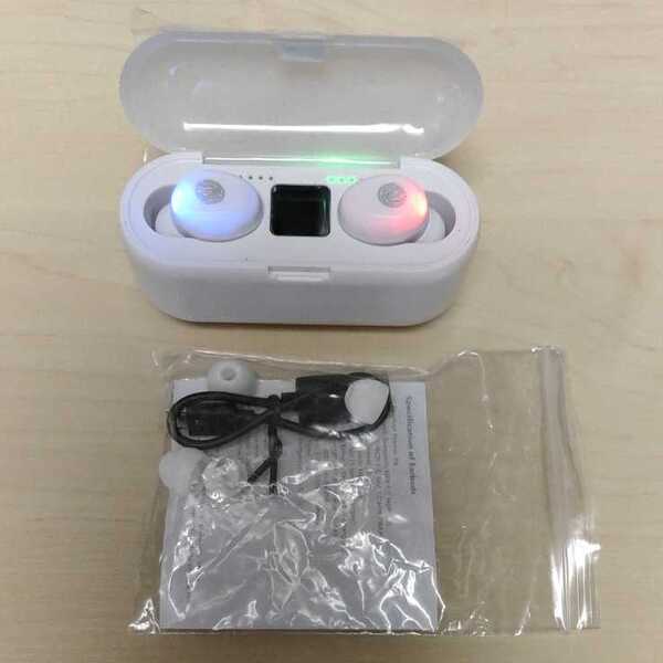 ◎Bluetooth5.1 ワイアレス イヤホン 白色 充電器 CVC8.0ノイズキャンセル