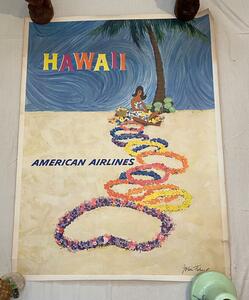 1960ビンテージ Hawaiian American Airline ポスター