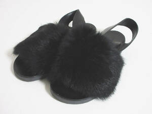 FABIO RUSCONI fabio rusko-ni sandals rabbit fur leather lady's 35 ( approximately 22.) black irmri hj282