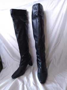  new goods [L] metal rouge . rain combined use square cut plate heel long boots maaRu