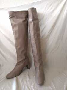  new goods [L] metal rouge square tu plate heel long boots gray maaRu